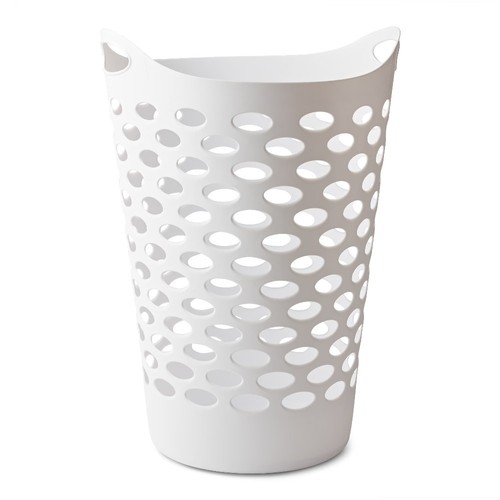 White plastic round laundry - plastic,