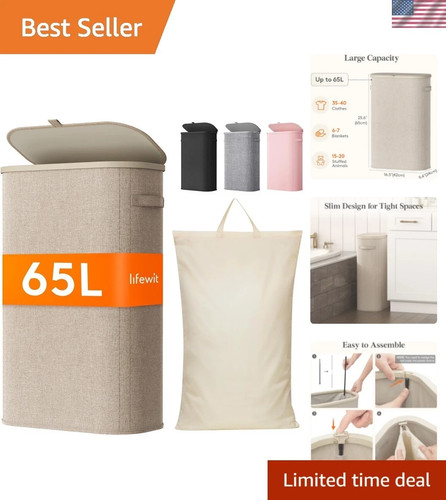 65l slim laundry hamper with - slim,