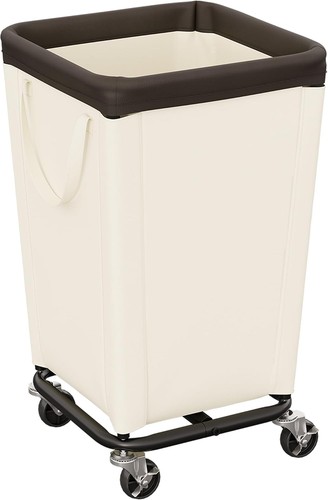 Beige rolling laundry hamper - rolling,